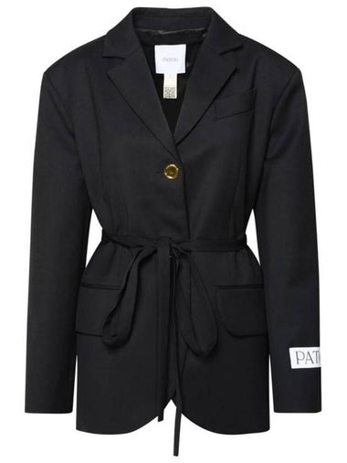 Logo Label Wool Jacket Black - PATOU - BALAAN 1