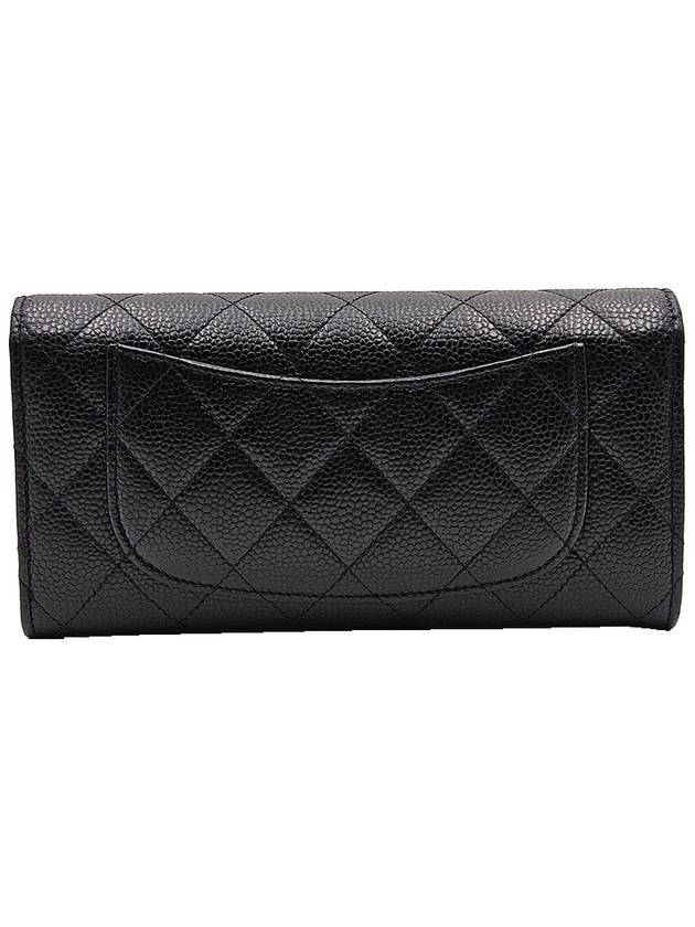 Silver Hardware Classic Caviar CC Logo Flap Long Wallet Black - CHANEL - BALAAN 8