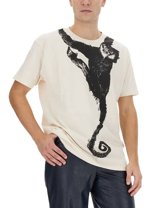 Men's Monkey Print Classic Short Sleeve T-Shirt Cream - VIVIENNE WESTWOOD - BALAAN 4