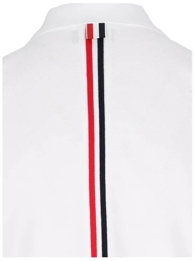 Classic Pique Center Back Stripe Relaxed Fit Short Sleeve Polo Shirt White - THOM BROWNE - BALAAN 5