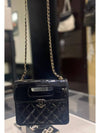 Mini Flap Bag with Handle Patent Calfskin Gold Metal Black - CHANEL - BALAAN 8