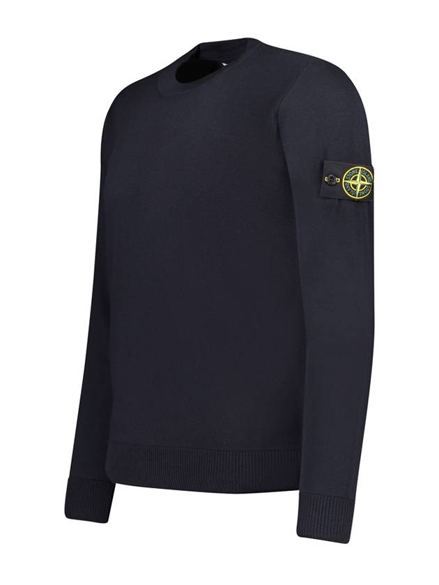 Regular Fit Crew Neck Wool Knit Top Navy - STONE ISLAND - BALAAN 7