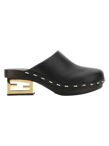 Baguette Show Leather Clog Mule Black - FENDI - BALAAN 1