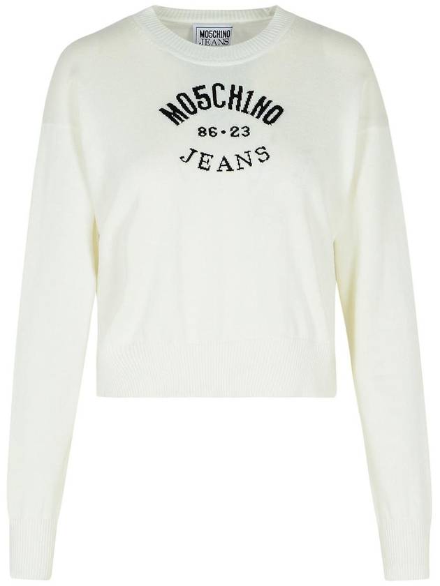 Moschino Jeans White Cotton Sweater - MOSCHINO - BALAAN 1