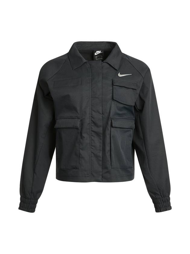 Women's Swoosh Woven Windbreaker Black - NIKE - BALAAN 1