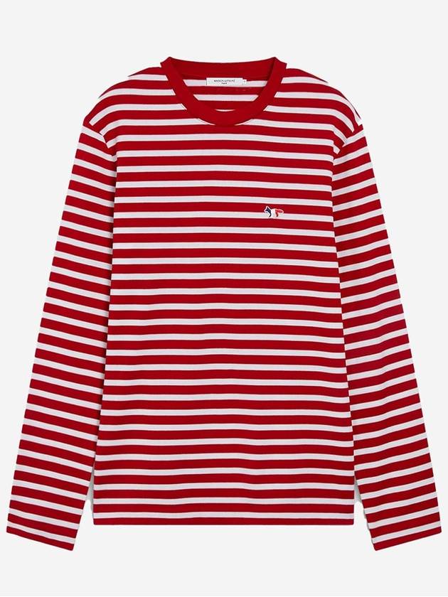 Fox Logo Stripe Long Sleeve T-Shirt Red - MAISON KITSUNE - BALAAN 2