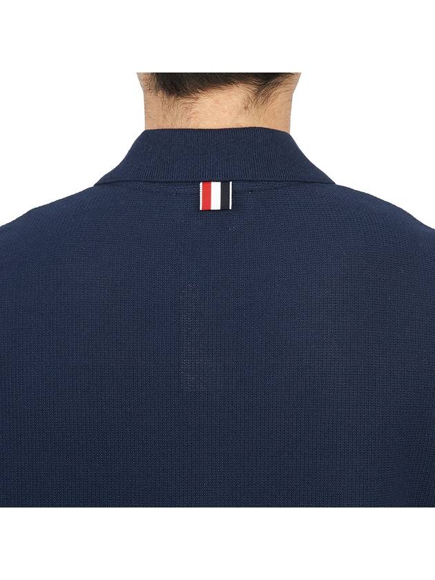 Men's RWB Stripe Cotton Polo Shirt Navy - THOM BROWNE - BALAAN 10