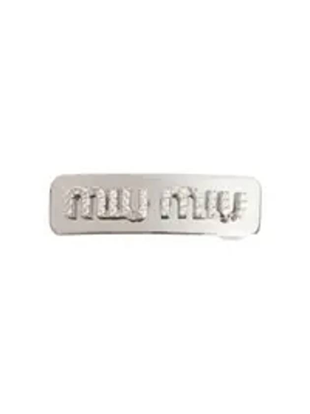 Crystal Metal Hair Clip Silver - MIU MIU - BALAAN 1