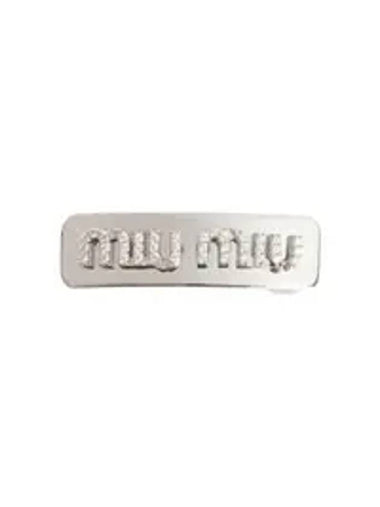 Crystal Metal Hair Clip Silver - MIU MIU - BALAAN 1