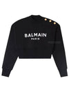 Logo Print Crop Sweatshirt Black - BALMAIN - BALAAN 2