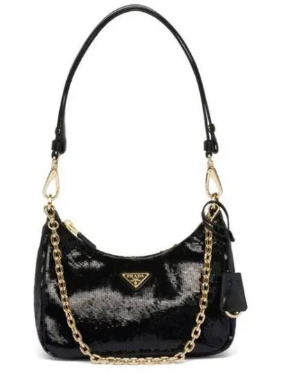 Re-Edition Re-Nylon and Sequin Mini Bag Black - PRADA - BALAAN 2