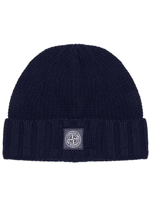 Logo Patch Beanie Navy - STONE ISLAND - BALAAN 3