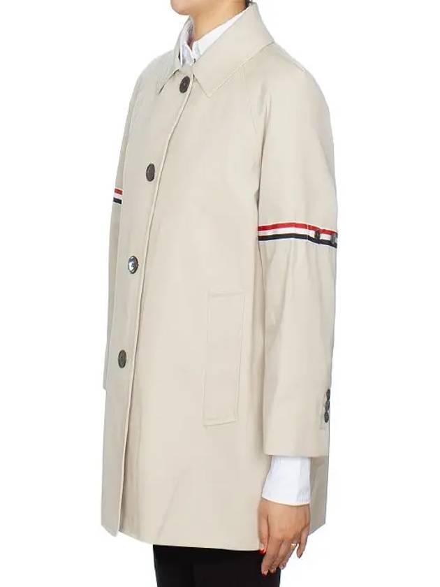 Waterproof Cotton Twill Striped Armband Cropped Car Coat Khaki - THOM BROWNE - BALAAN 6