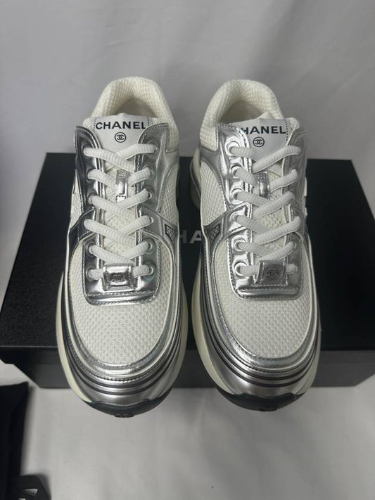 CC Shasix Women s Sneakers Laminated Silver Size 37 G39792 - CHANEL - BALAAN 2