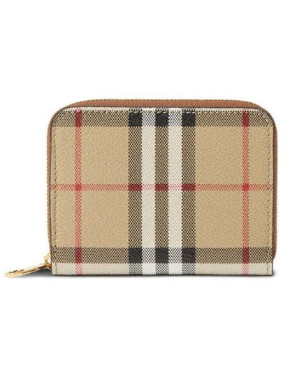 Check Leather Coin Wallet Beige - BURBERRY - BALAAN 2