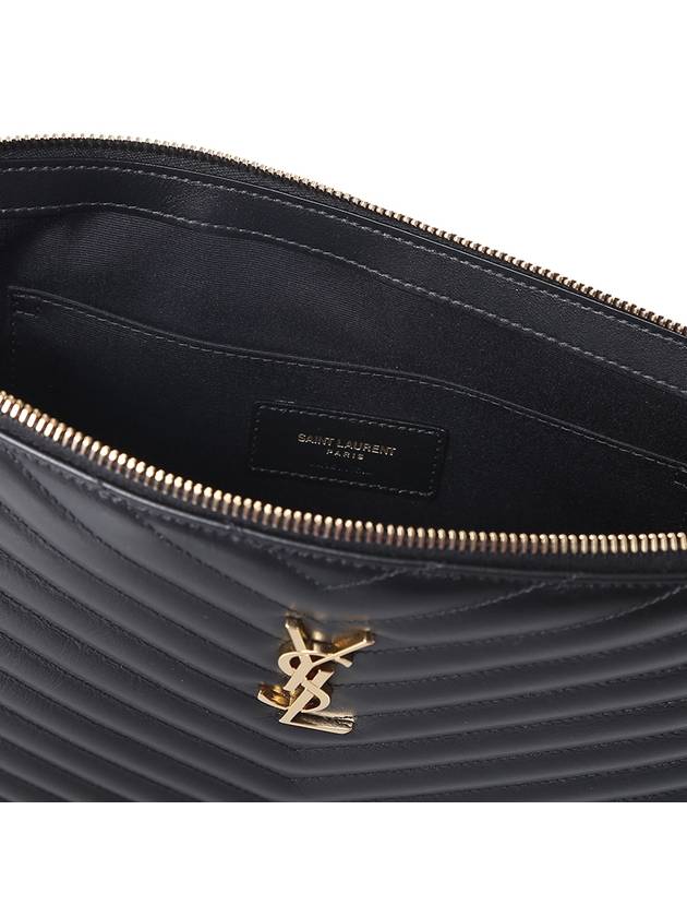 Gold Monogram Document Holder In Matelasse Leather Black - SAINT LAURENT - BALAAN 6