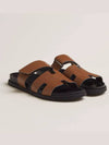 Chypre H Logo Calfskin Sandals Brown - HERMES - BALAAN 7