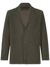 Pleated Basic Blazer Jacket Khaki - ISSEY MIYAKE - BALAAN 3