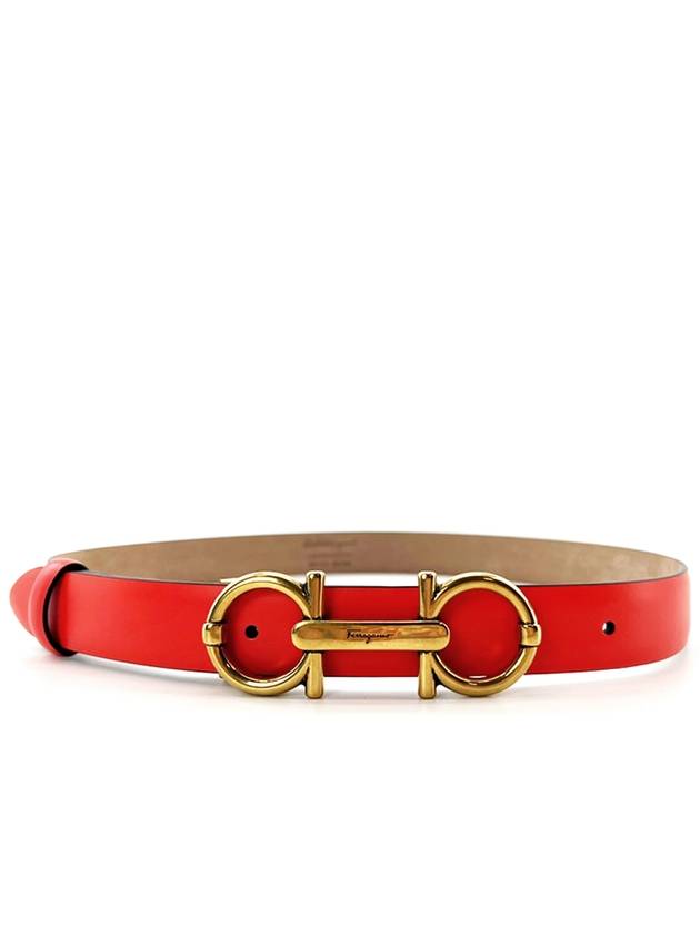 Gancini Horsebit Gold Logo Leather Belt Candy Apple Red - SALVATORE FERRAGAMO - BALAAN 2