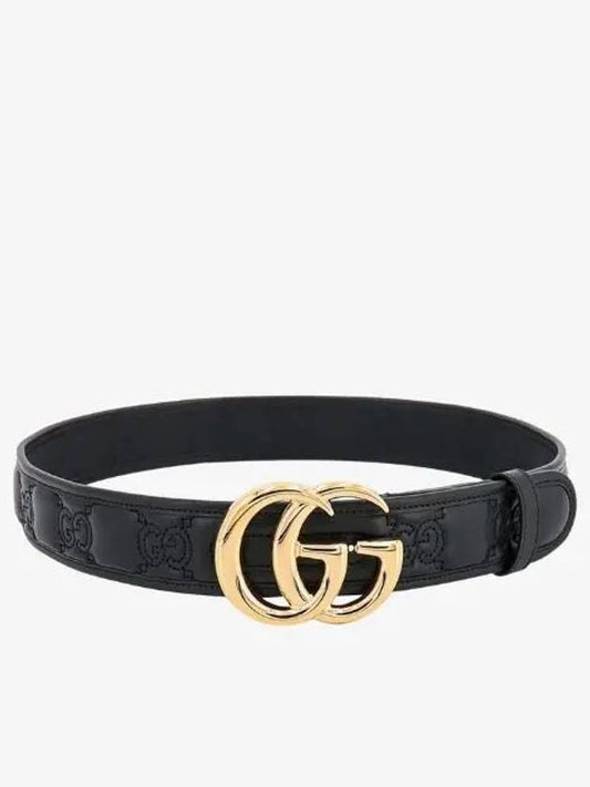 GG Marmont Matelasse wide leather belt black - GUCCI - BALAAN 2