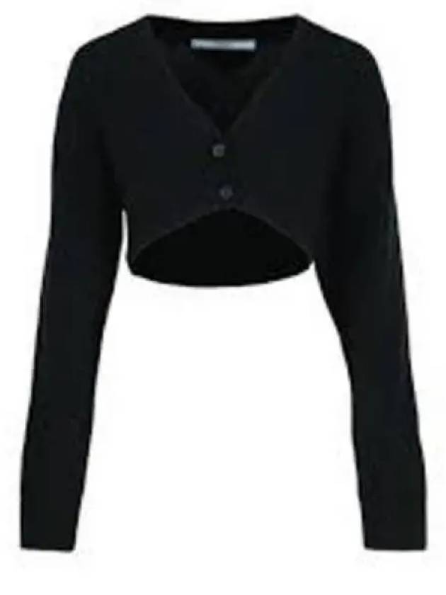 Cropped Wool Cashmere Cardigan Black - PRADA - BALAAN 2