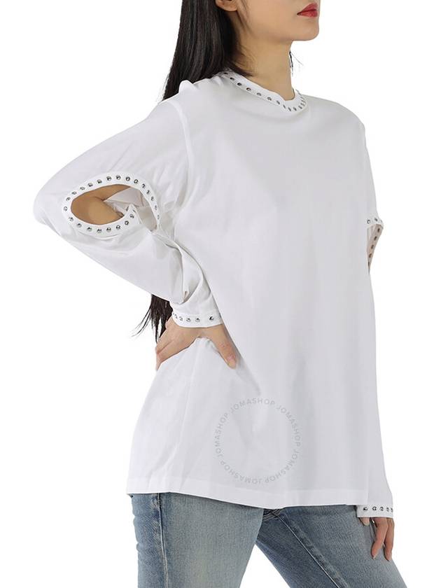 Burberry Ladies Ashbury White Cut-out Detail Studded Top, Size XX-Small - BURBERRY - BALAAN 2