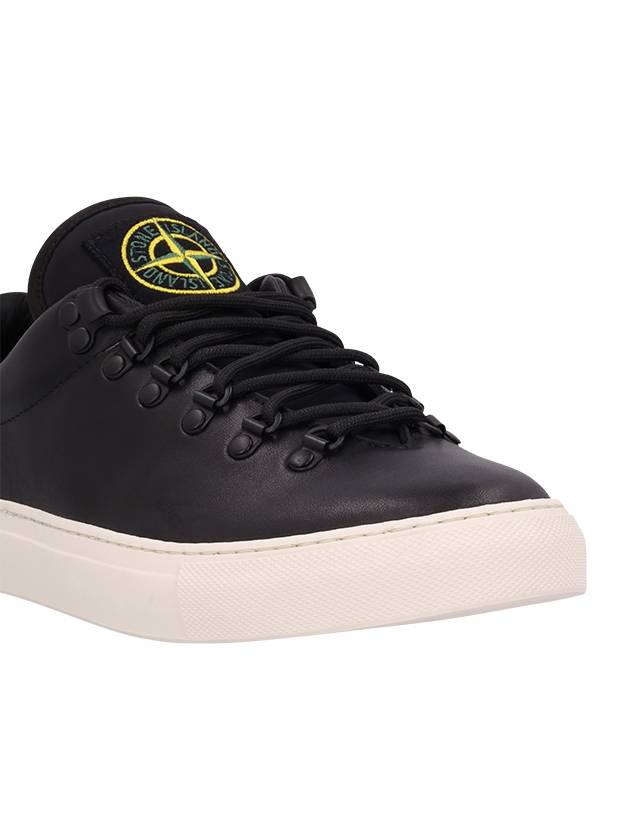 S0101 Logo Lace-Up Leather Low Top Sneakers Black - STONE ISLAND - BALAAN 6