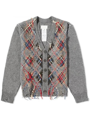 Distressed Argyle Cardigan Grey - MAISON MARGIELA - BALAAN 1