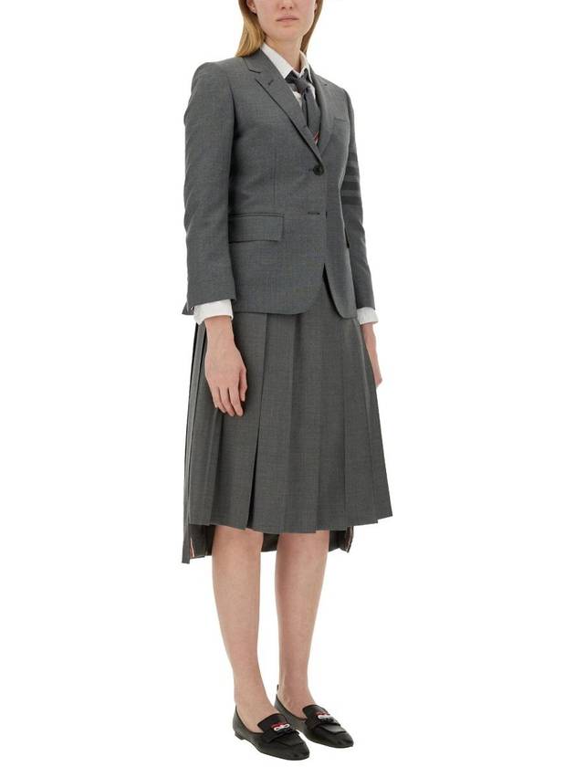 Women's Diagonal Stripe Single Breasted Wool Blazer Jacket Grey - THOM BROWNE - BALAAN 3