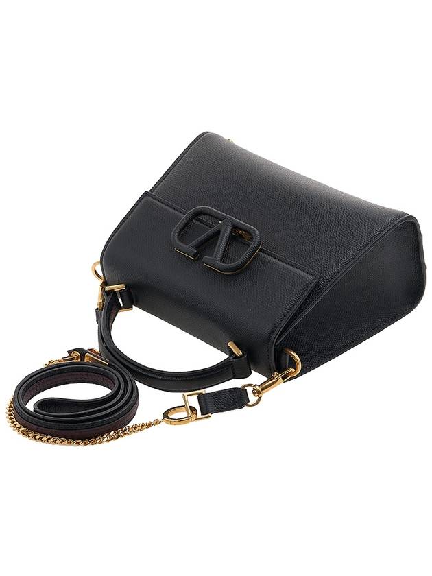 V Sling Small Grainy Calfskin Hand Cross Bag Black - VALENTINO - BALAAN 5