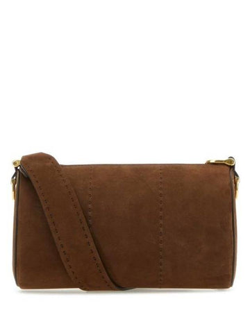 Logo Buckle Suede Cross Bag Brown - MAX MARA - BALAAN 1