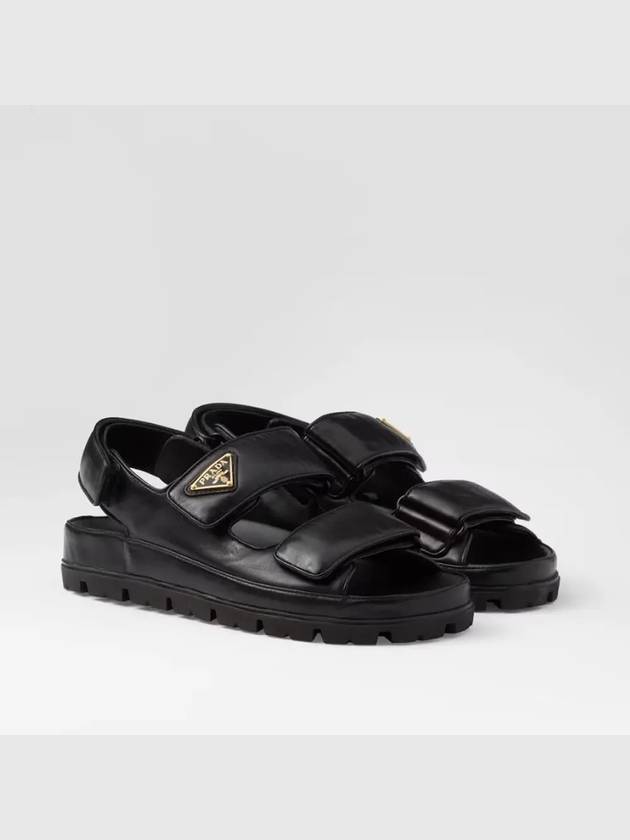 Flat Nappa Leather Sandals Black - PRADA - BALAAN 6