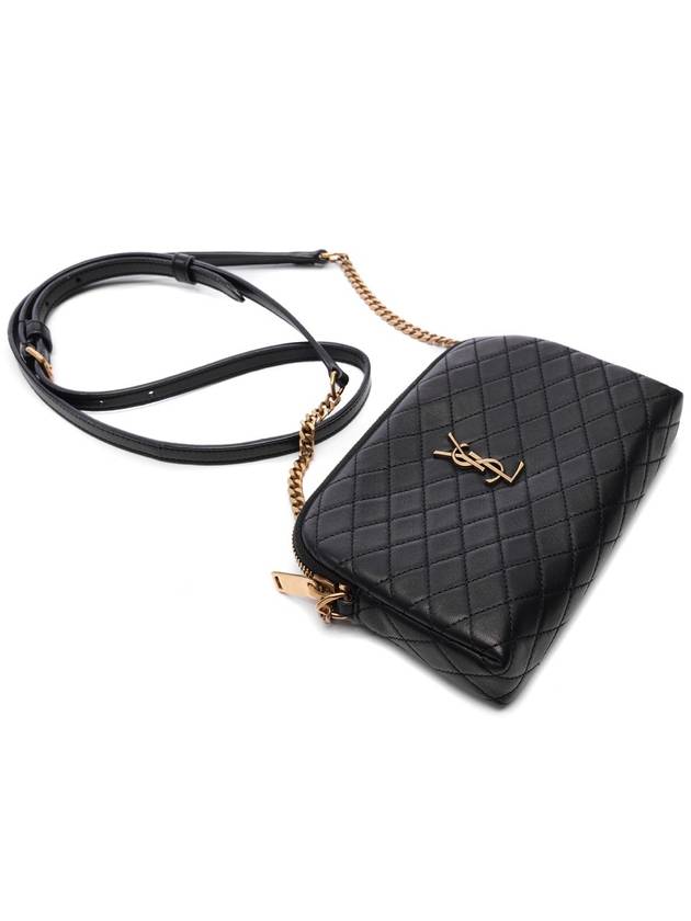 Gaby Quilted Lambskin Chain Cross Bag Black - SAINT LAURENT - BALAAN 6