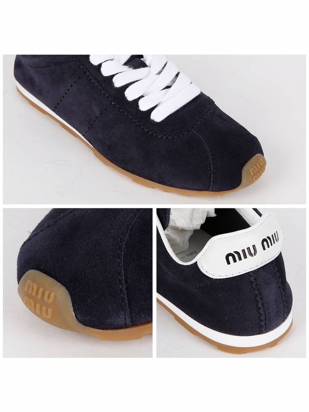 DP Sail 5E114E 054 F0008 Logo Suede Sneakers - MIU MIU - BALAAN 7