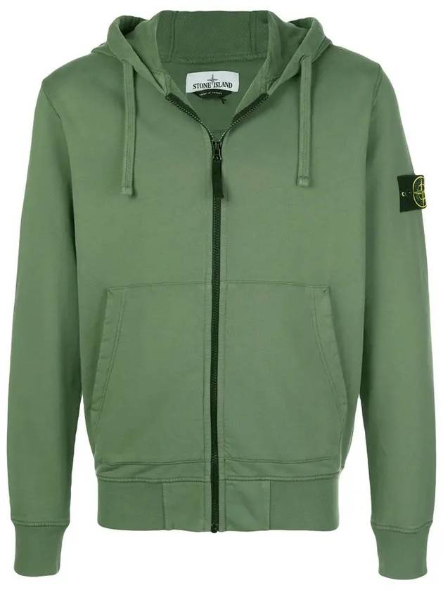 Wappen Patch Pocket Zip Up Hoodie Khaki - STONE ISLAND - BALAAN 3