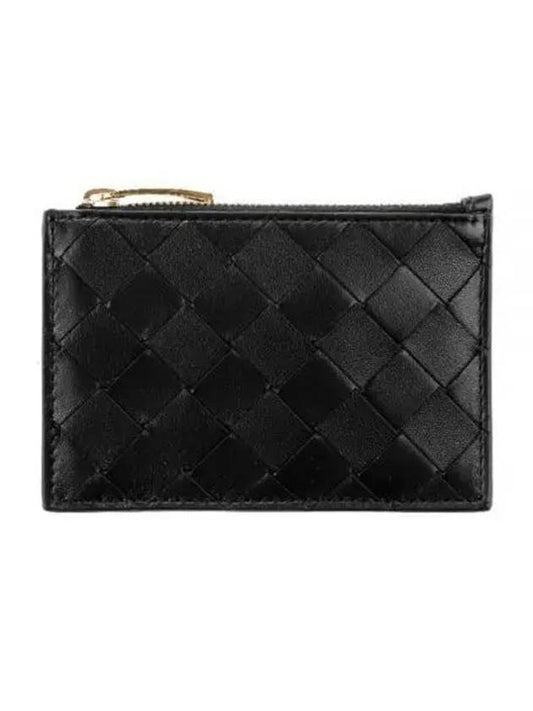 Women's Zipper Key Pouch Card Wallet Black - BOTTEGA VENETA - BALAAN 2