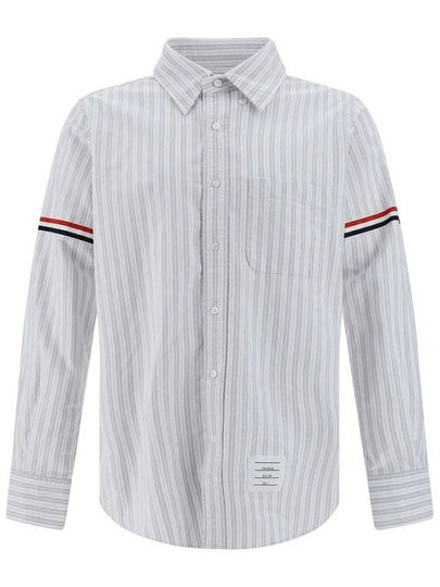 Stripe Oxford Armband Long Sleeve Shirt Grey - THOM BROWNE - BALAAN 2