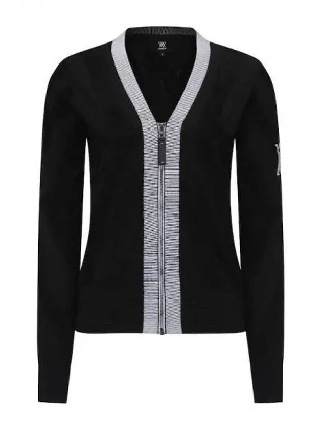 Anew W big logo intarsia zip up spring fall cardigan BK domestic product GQCY24093017018 - ANEWGOLF - BALAAN 1