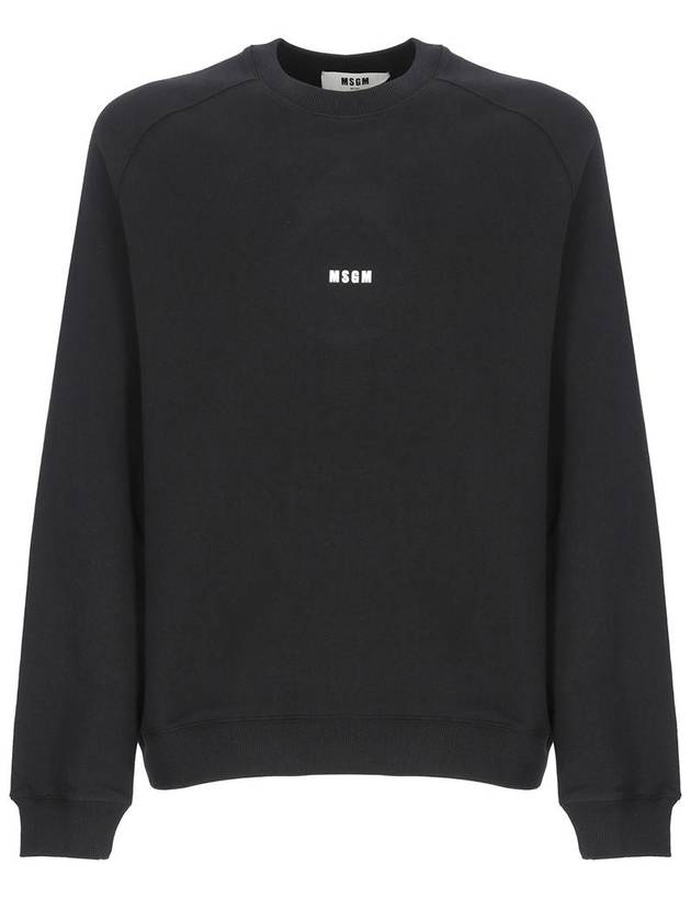 Micro Logo Print Cotton Sweatshirt Black - MSGM - BALAAN 2