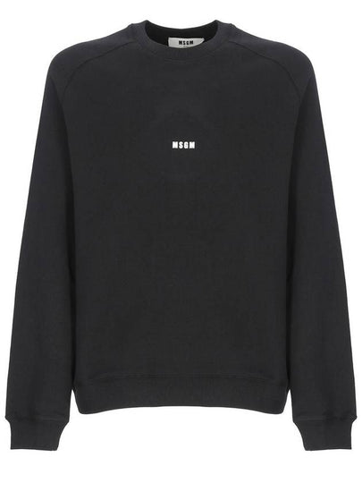 Micro Logo Print Cotton Sweatshirt Black - MSGM - BALAAN 2