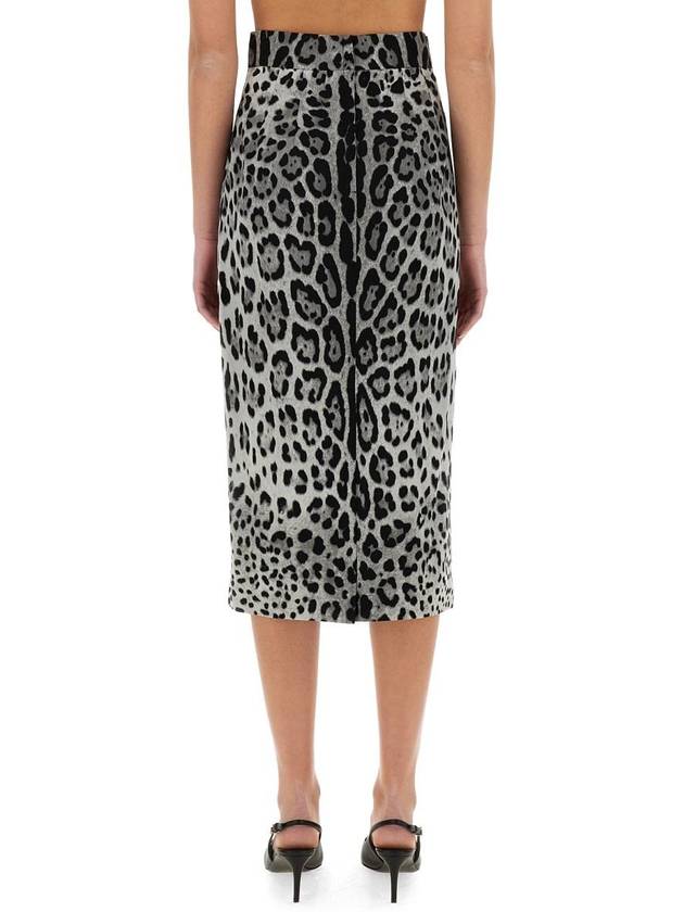 Dolce & Gabbana Leopard Print Charmeuse Longuette Skirt - DOLCE&GABBANA - BALAAN 3