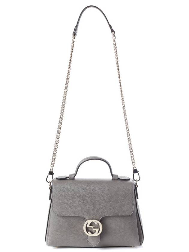 GG Interlocking Chain Small Top Handle Shoulder Bag Grey - GUCCI - BALAAN 3