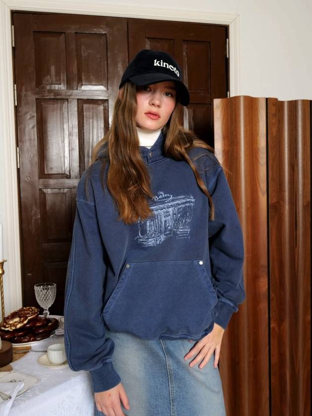 Garment Dyeing Bakery Shop Print Hoodie Navy - KINETO - BALAAN 2