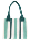 Large Striped Canvas Tote Bag Green - GANNI - BALAAN 3