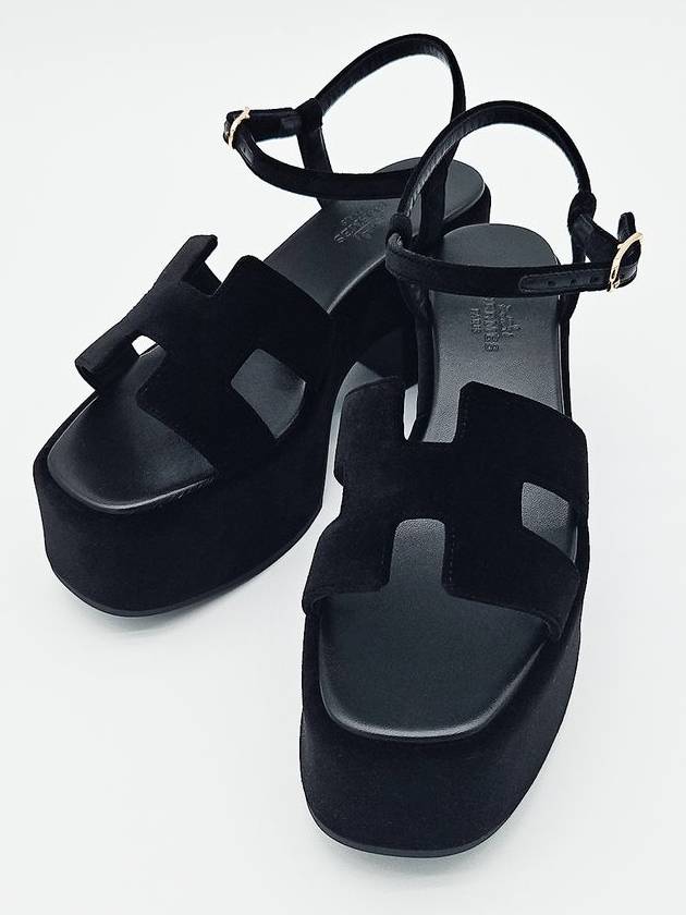 Jam 30 Platform Velvet Sandal Heels Black - HERMES - BALAAN 5