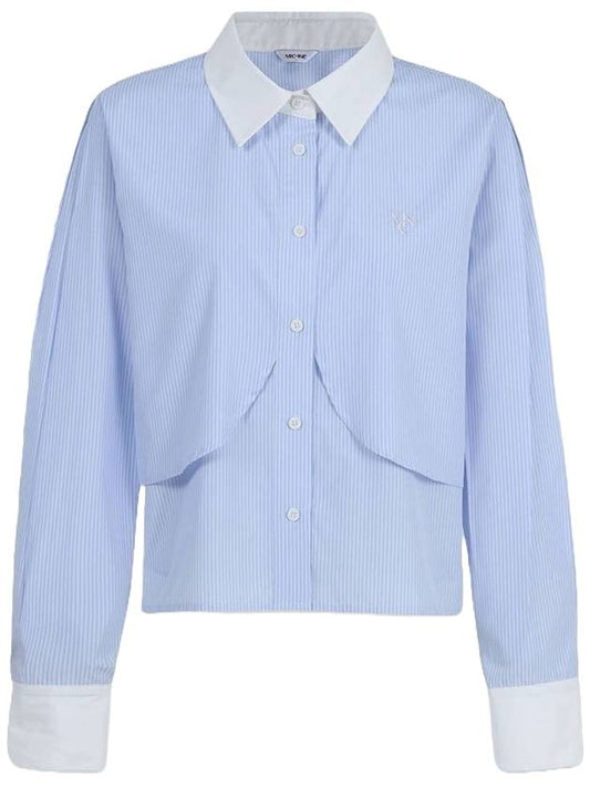 Droplet striped layered long sleeve shirt blue - MICANE - BALAAN 1