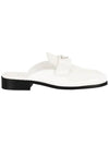 Triangle Logo Brushed Leather Bloafers White - PRADA - BALAAN 3