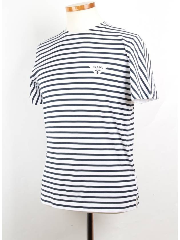 Striped interlock triangle logo short sleeve t shirt XS - PRADA - BALAAN 3