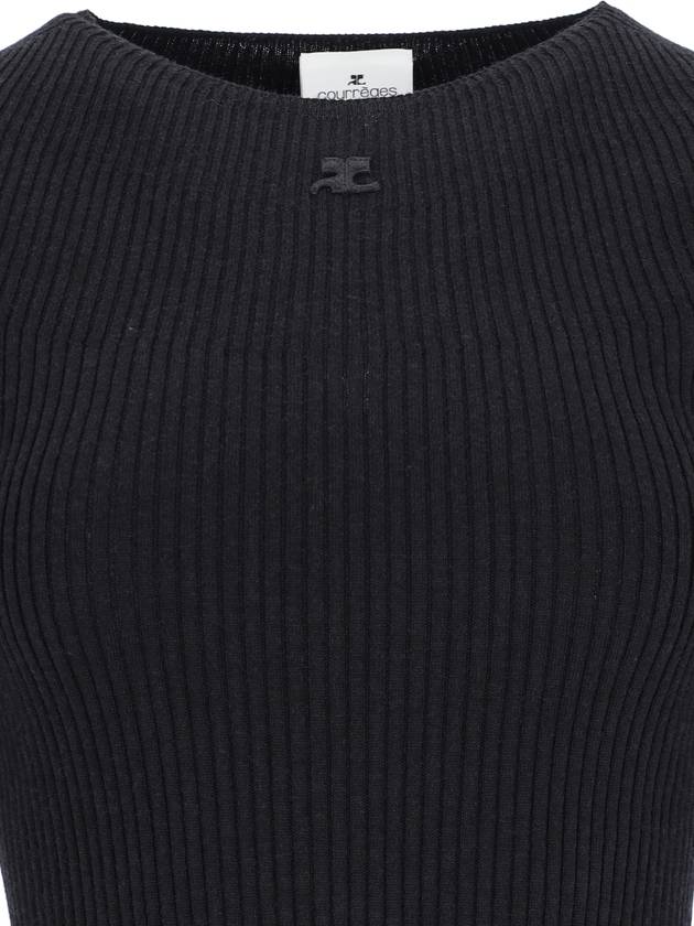 Solar logo patch ribbed knit top black - COURREGES - BALAAN 4