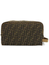 Jacquard Fabric Toiletry Case Clutch Brown - FENDI - BALAAN 4